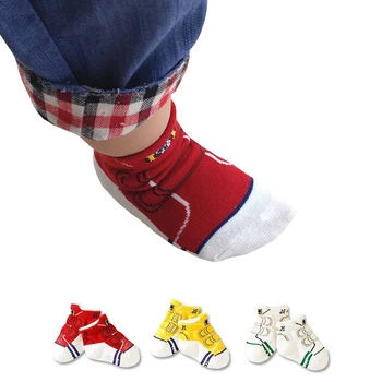 3 Pairs Çok Bebek Erkek Kız Anti Kayma Sevimli Komik Ayakkabı Desen Kısa Çorap Çocuklar İçin 1-3 Yıl