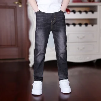 Erkek Basit Kot 4-18T Erkek Elastik Bel Düz Giyim Beyaz Jean 2021 Yeni Varış 110-180 Yüksek Kaliteli