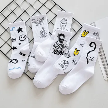 İlkbahar Sonbahar Pamuk Kadın Karikatür Desen Hip Hop Tarzı Sokak Moda İnce Çorap Ekip Çorap Chaussette Harajuku