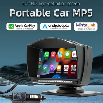 Yeni 4.7 İnç IPS Araba Bluetooth MP5 Oynatıcı Carplay Android Otomatik Oynatıcı USB Bluetooth TF Kart Dokunmatik Ekran İle HD Ters Kamera