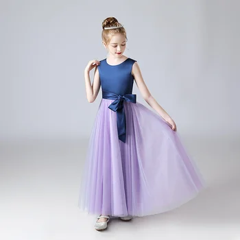 Çiçek Kız Elbise Tül Saten Çiçek Kız Elbise Balo / Prenses Sevgiliye Kat Uzunlukta İlk Communion Elbise 2-15T