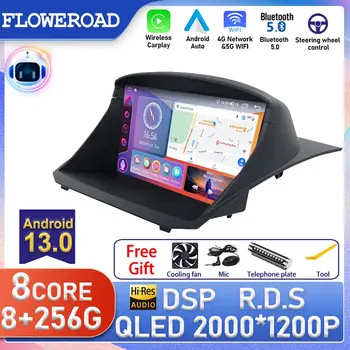 QLED 8 Çekirdekli 256G Android Ford Fiesta 2009 - 2015 İçin Araba Radyo Multimedya Radyo Çalar GPS Navigasyon 4G 5G WİFİ carplay otomatik