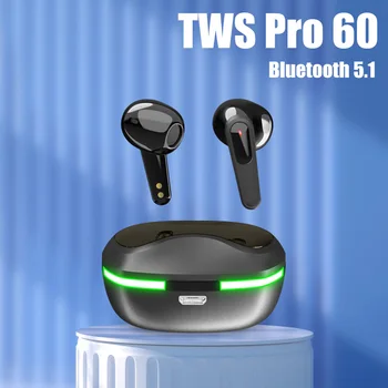 TWS Pro60 Fone Bluetooth Kulaklık 5.1 Kablosuz Kulaklık HiFi Stereo Bluetooth Kulaklıklar spor mikrofonlu kulaklık IOS Android için