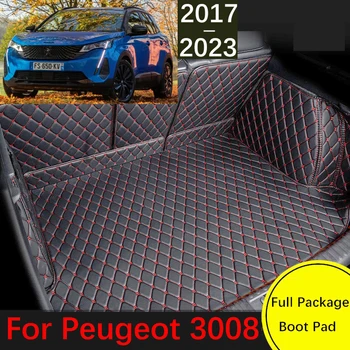 Özel Deri Araba Gövde Mat Peugeot 3008 İçin P84 2017~2023 5 koltuk Su Geçirmez Kargo Astarı Halı İç Parçaları Aksesuarları Kapak