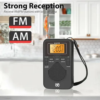 Taşınabilir Radyo Mini AM FM Hava Radyo Cep Radyo çalar LCD Ekran dijital alarmlı saat saatli radyo Uzun Menzilli En İyi Resepsiyon