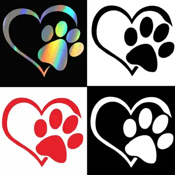 Araba Kalp Çıkartmaları Su Geçirmez Otomotiv Köpek Pençe Baskı Çıkartmalar Ayak İzi Çıkartmaları Kamyon Duvar Otel Dekorasyon Sevimli Aşk Sticker