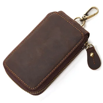 Vintage Hakiki Deri Anahtarlık Erkekler cüzdan bulucu kılıf çanta Kadın Organizatör kahya akıllı anahtarlık kapak