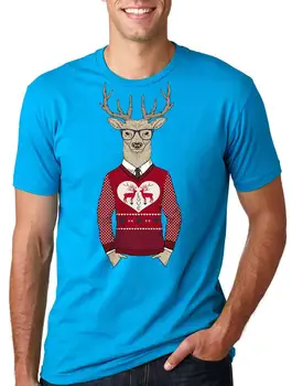 Hipster geyik T-shirt Noel geyik komik çirkin Noel gömlek Noel hediyesi