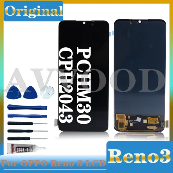AMOLED OPPO Reno3 CPH2043 lcd ekran Dijital Dokunmatik Ekran için Çerçeve Meclisi ile Oppo Reno3 PCHM30 LCD Ekran Değiştirme