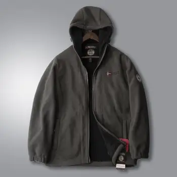 Kapşonlu Ceket Şık erkek Kapşonlu fermuarlı ceket Sıcak Peluş Orta uzunlukta Ceket Cepler için Ideal Sonbahar Kış Streetwear Rahat