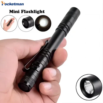 Mini LED kalem fener hafif su geçirmez cep Torch ile klip küçük taşınabilir AAA kalem ışık muayene için çalışma acil