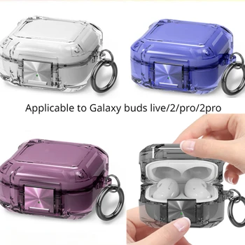 Şeffaf Kulaklık samsung kılıfı Galaxy Buds2pro Canlı Silikon Darbeye Dayanıklı Metal Güvenlik Kilidi Kapak Samsung Galaxy