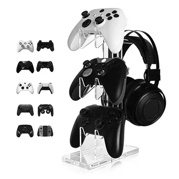 Evrensel 3 katmanlı Denetleyici Tutucu ve Kulaklık Tutucu Oyun Aksesuarları için PS5 PS4 Depolama Tutucu Siyah Beyaz Şeffaf