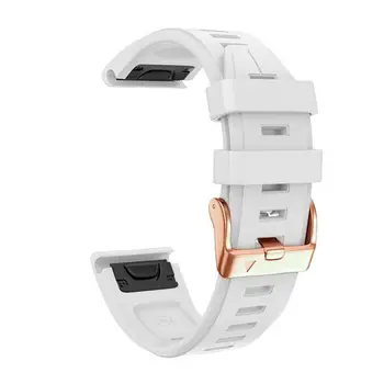 PCAVO 20mm Garmin Quickfit saat kayışı, Carrara Beyaz Silikon Gül Goldtone Donanım