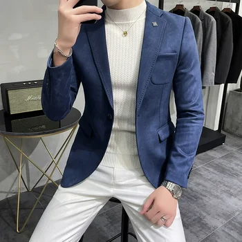 Polar Ceket Takım Elbise Ceket Blazer erkek İş Eğlence Slim Fit Marka Moda Yüksek Kaliteli Tek Düğme Takım Elbise Ceket