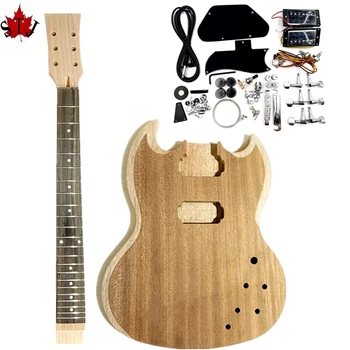 Elektro Gitar SG-400 2 Çift bobin Manyetikler Bitmemiş DIY Sapeli Vücut,yarı mamul demonte kitleri #12