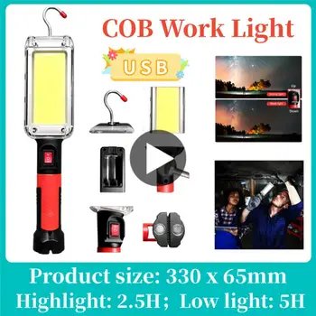 USB Şarj Edilebilir COB çalışma lambası taşınabilir LED el feneri 18650 Ayarlanabilir Su Geçirmez Mıknatıs Kanca Klip kamp feneri