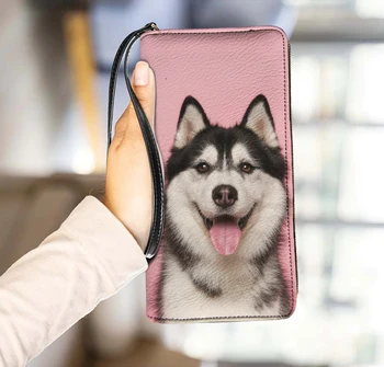 Husky Köpek Çantalar Sevimli Pet Taşınabilir Dayanıklı Debriyaj Cüzdan Moda Stil Hayvan Lüks Tasarımcı Çanta Kadınlar için kesesi şebeke femme