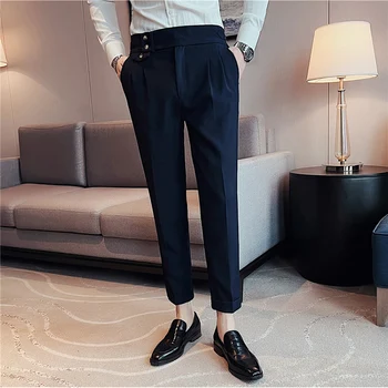 Yeni Bahar ve yazlık pantolonlar Yüksek Bel Iş günlük giysi Pantolon Yüksek Kalite Slim Fit Moda Erkek Giyim Resmi Pantolon Hommes