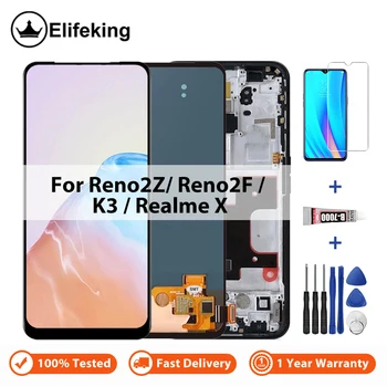 Ekran İçin OPPO Reno2 Z / Reno2 F / K3 / Realme İçin X LCD dokunmatik ekranlı sayısallaştırıcı grup Reno 2F / Reno 2Z Yedek Parçalar