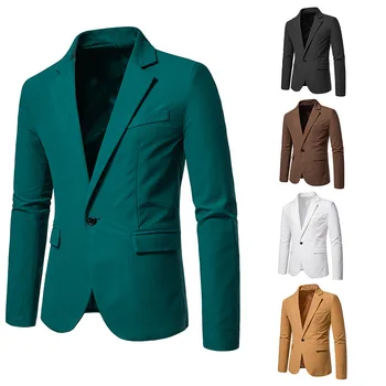 Sonbahar erkek Avrupa ve Amerikan düz renk tek düğme takım elbise ceket