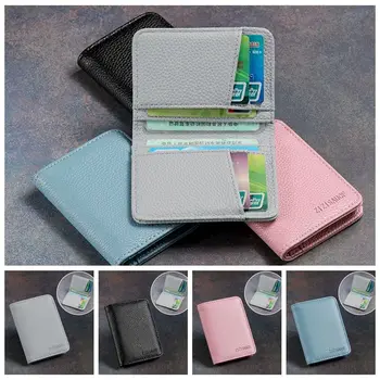 Pu deri kartlık Basit Kare kart tutucu kart çantası Değişim Çanta Ultra İnce bozuk para cüzdanı Açık