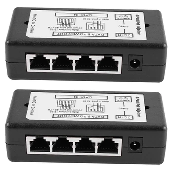 ABGZ - 2X 4 Port POE enjektörü Poe Güç Adaptörü Ethernet Güç Kaynağı Pimi 4,5(+)/7,8(-)Giriş Dc12v-Dc48v Ip Kamera İçin