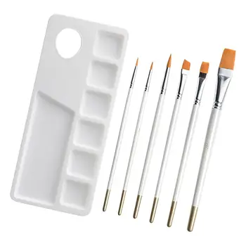 7 Adet Sanatçı Boya Fırçaları Düz Sivri Ucu Uzun Saplı Boya Fırçası Kalem Seti Sanatçı için