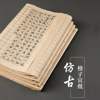 50 Yaprak Eski Çin Yarım Olgun Kaligrafi Xuan Kağıt Acemi İçin Fırça Kaligrafi Uygulama Pirinç Kağıdı Izgaraları