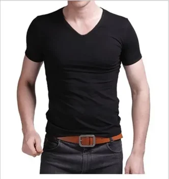 B8808 boyun üstleri Tee Gömlek Slim Fit Kısa Kollu Düz Renk günlük t-Shirt