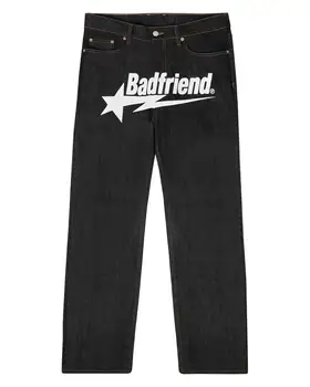 Y2k Kot Hip Hop Badfriend Mektubu Baskı Baggy Siyah pantolon 2023 Yeni Harajuku Moda Punk Rock Geniş Ayak Pantolon Streetwear