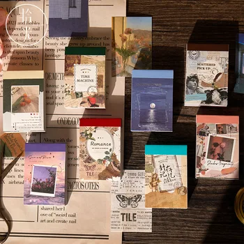 60 Adet Kağıt Etiket Seti Manzara Günlük Yaşam Seyahat Vintage Çıkartmalar Scrapbooking Takvim Günlüğü