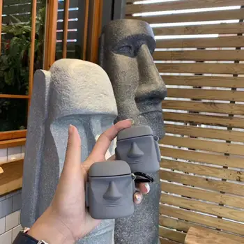 Şık 3D Taş Heykel Elmo Kablosuz Kulaklık Koruyucu Cilt Tam Kapsama Koruyucu Kapak Darbeye dayanıklı