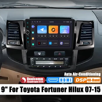 9 İnç Apple Carplay ve Android Oto Araba Stereo Radyo Multimedya Oynatıcı Başkanı Ünitesi Toyota Fortuner Hilux 2007-2015 İçin Tak Ve Çalıştır