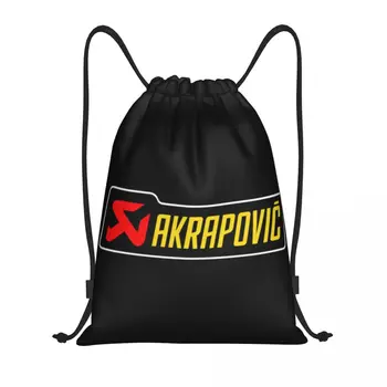 Akrapovics Logo İpli Sırt Çantası Kadın Erkek Spor Salonu Sackpack Taşınabilir Egzoz AKS Yarış Eğitim Çuval