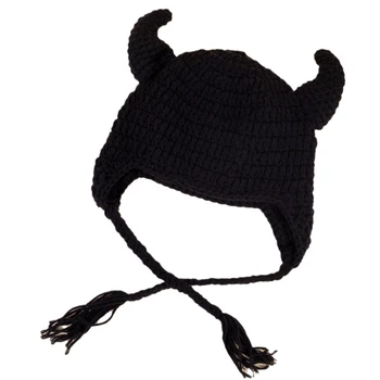 El yapımı Şeytan Boynuz Şekli Örme Şapka Kulak Koruma Kış kayak şapkası Kızlar için