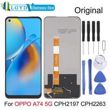 OPPO A74 5G CPH2197 CPH2263 için orijinal LCD Ekran ve Sayısallaştırıcı Tam Meclisi