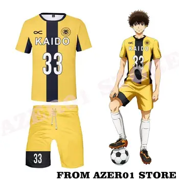 Aoashi Ao Ashi Cosplay Merch T-shirt Erkek / Kadın Tişört Futbol Futbol Üniforma İki parçalı Set Takım Elbise Ashito Aoi Şehir Esperion