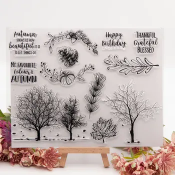 Ağaç Yaprakları Şeffaf şeffaf Silikon Damga Mühür için DIY Scrapbooking Fotoğraf Albümü Dekoratif Açık Damga Yaprak