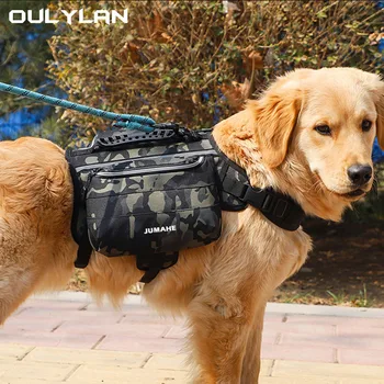 OULYLAN Taşıma Aperatifler Köpek Orta Büyük Köpekler için Açık Yürüyüş Taşıma Aperatifler Köpek Maması Sırt Çantaları Askeri Taktik Köpekler Koşum