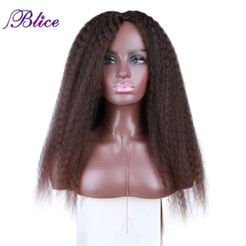 Sentetik Uzun Peruk Kinky Kıvırcık Ombre Renk Peruk Doğal Siyah sarı saç Afro Kinky Kıvırcık Saç Kadınlar İçin Cosplay Veya Günlük Kullanım