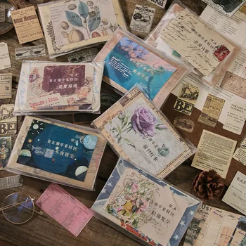 200 adet Scrapbooking Malzemeleri Paketi Dıy Vintage Karalama Defteri Çıkartmaları Kiti ile Dekoratif Doğa Retro Koleksiyonu Washi Kağıt Etiket