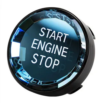 Araba İç Anahtarı Kapağı Kristal Tek Anahtar Motor Çalıştırma Durdurma Düğmesi Sticker Trim için BMW - 3/5 Serisi E70 E90 E60 Siyah