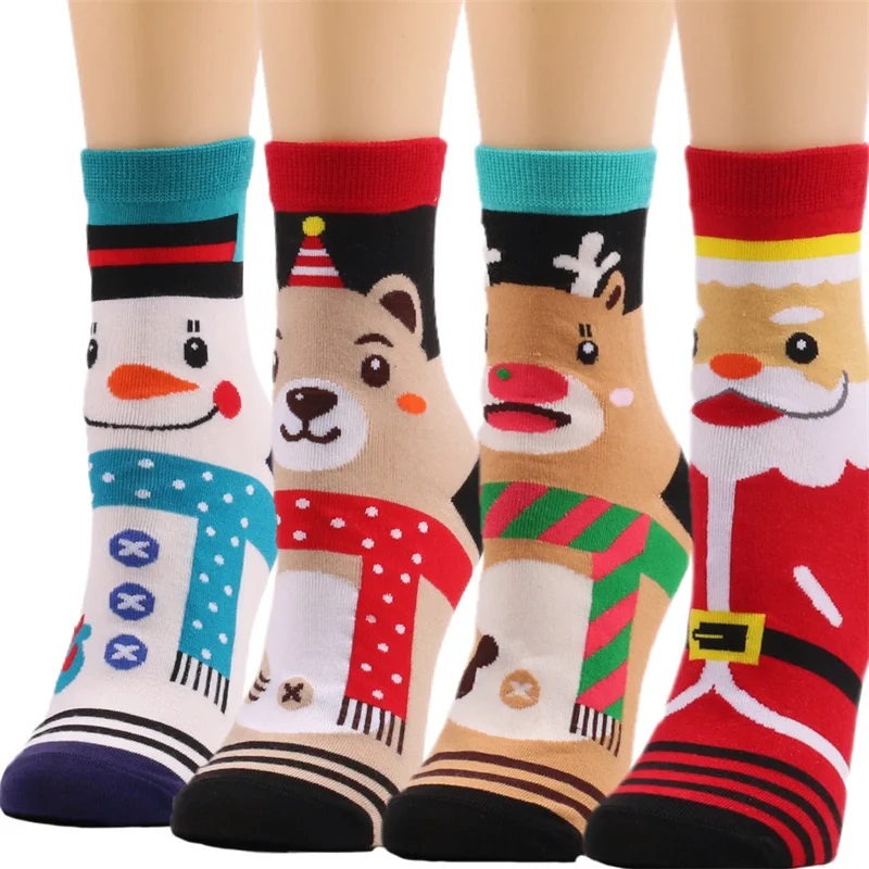 Toptan 50 Pairs Kadınlar Noel Pamuk Çorap Kawaii Noel Baba Kardan Adam Desenli Kadın Bayanlar Renkli Karikatür Anime Çorap