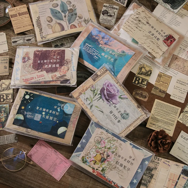 200 adet Scrapbooking Malzemeleri Paketi Dıy Vintage Karalama Defteri Çıkartmaları Kiti ile Dekoratif Doğa Retro Koleksiyonu Washi Kağıt Etiket